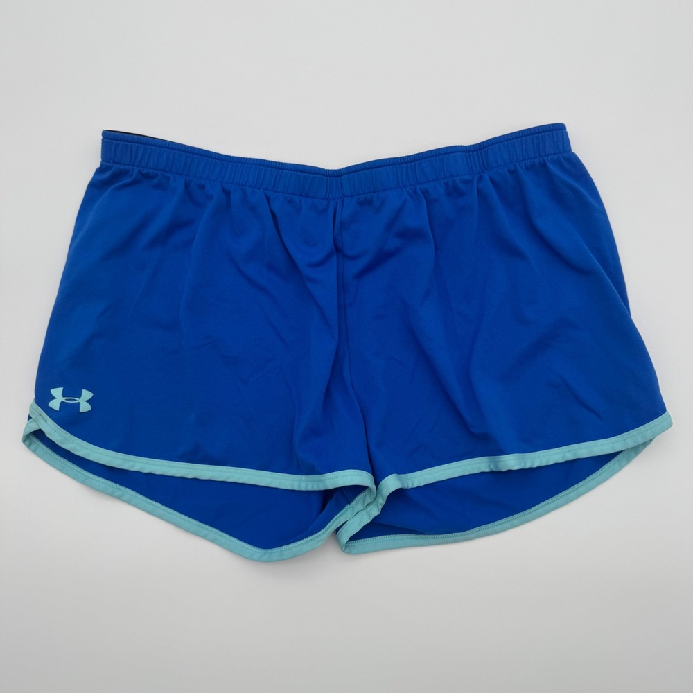 Under Armour Womens Royal Blue Running Shorts Loose Fit Size Large HeatGear